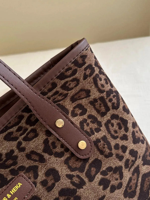 Bolsa de poliéster con estampado de leopardo