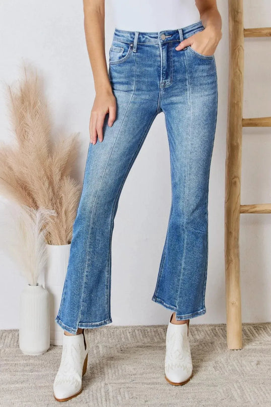 RISEN Full Size High Rise Ankle Flare Jeans - ShopEasier