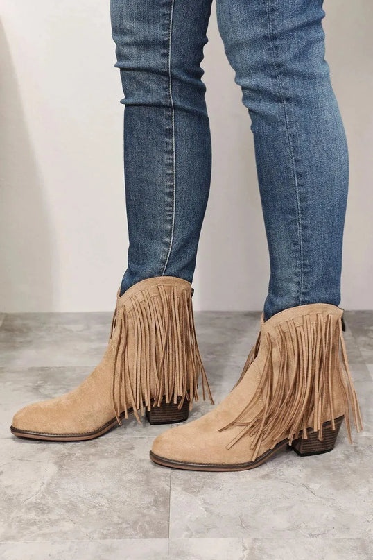 Legend Women's Fringe Cowboy Western Ankle Boots - ShopEasier