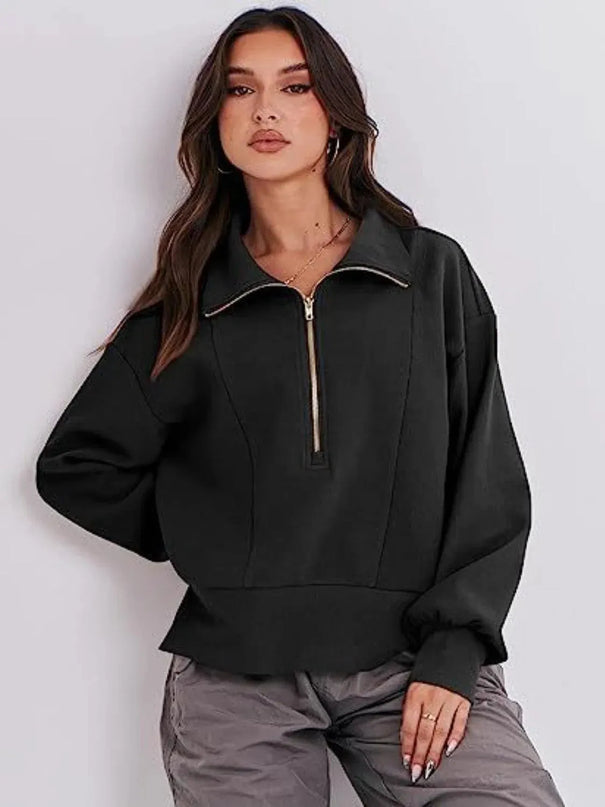 Sudadera con cuello y media cremallera para mayor comodidad y estilo