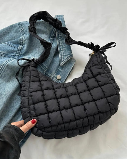 Bubble Texture Ruched Strap Quilted Shoulder Bag - ShopEasier