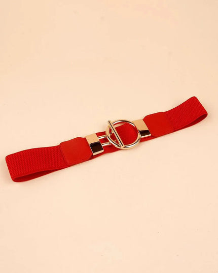 Round Zinc Alloy Buckle PU Leather Belt