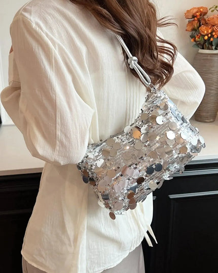 Sequin Knotted Straps Shoulder Bag