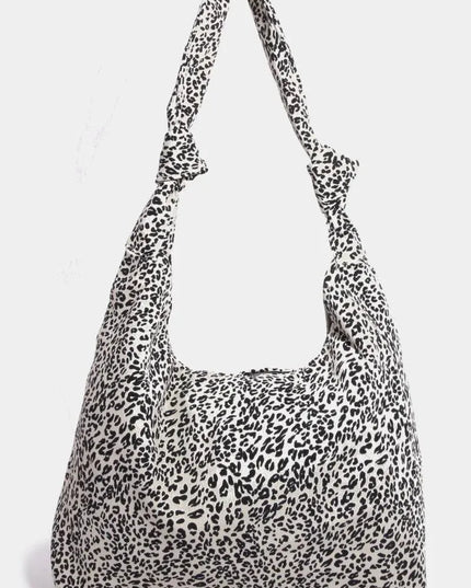 Bolso de hombro con correa anudada y estampado elegante de leopardo