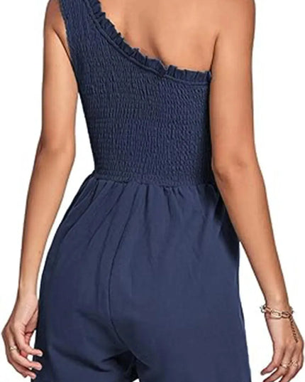 Smocked Single Shoulder Romper - ShopEasier