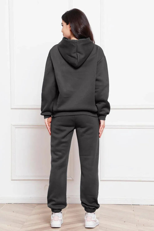 Casual Drop Shoulder Hoodie and Jogger Set