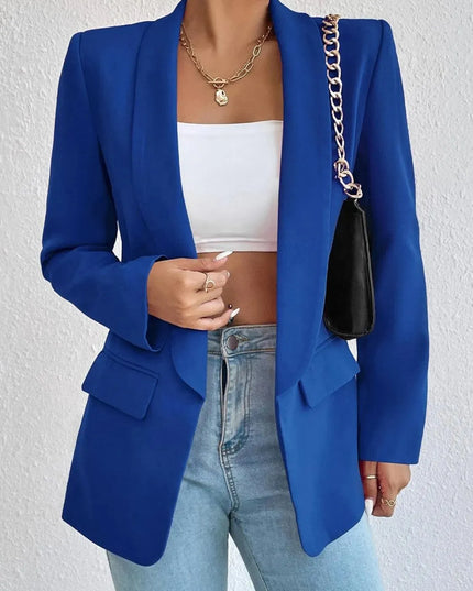 Shawl Collar Long Sleeve Blazer - ShopEasier