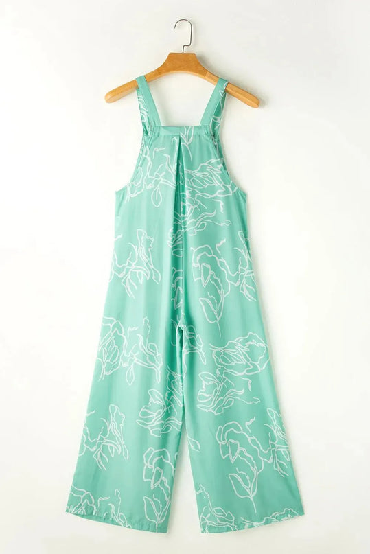 Printed Wide Strap Jumpsuit - ShopEasier