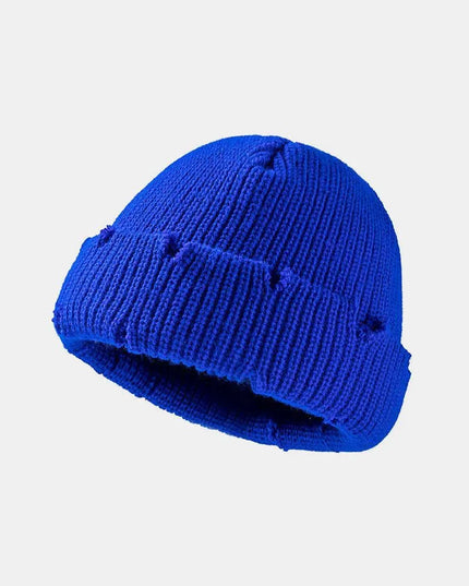 Distressed Cuffed Knit Hat - ShopEasier