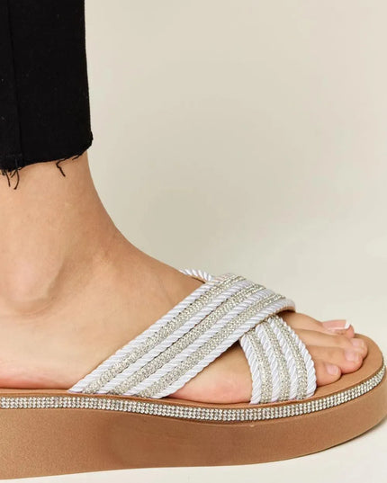 Sandalias de plataforma con cuña y diamantes de imitación deslumbrantes