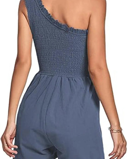 Smocked Single Shoulder Romper - ShopEasier