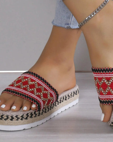 Braided Geometric Flat Sandals