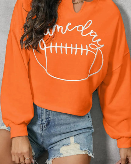 Touchdown Ready Football Graphic Notched Sweatshirt