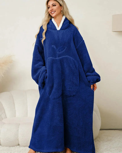 Pocketed Contrast Long Sleeve Hooded Lounge Dress