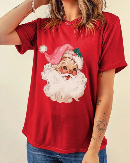 Camiseta de manga corta con gráfico de Papá Noel