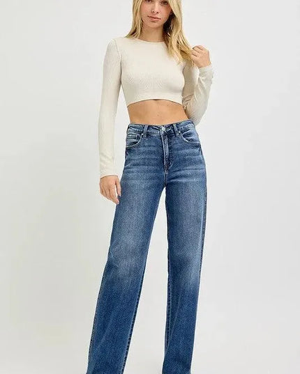 RISEN Full Size Tummy Control High Rise Jeans - ShopEasier