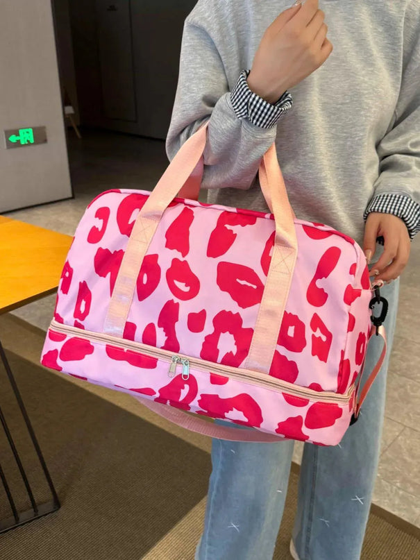 Bolsa de viaje de tela Oxford con estampado de leopardo