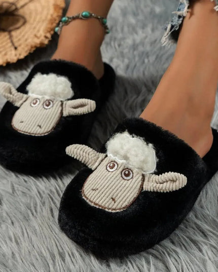 Cozy Cotton Sheep Slippers with Round Toe