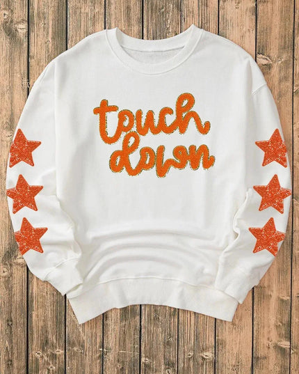 Starry Letter Print Long Sleeve Crewneck Sweatshirt