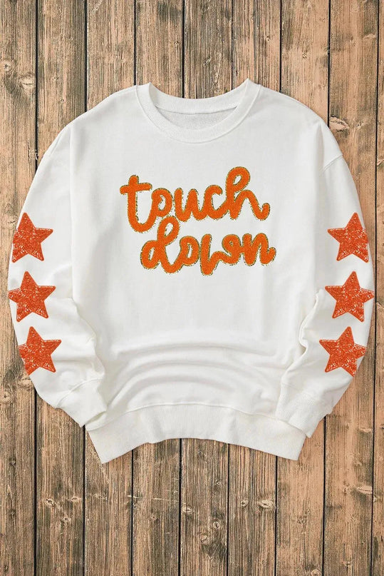 Starry Letter Print Long Sleeve Crewneck Sweatshirt