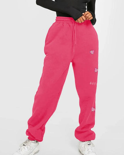 Butterfly Graphic Long Sweatpants with Drawstring by Simply Love