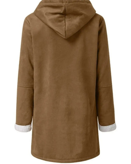 Hooded Toggle Jacket with Pockets and Long Sleeves