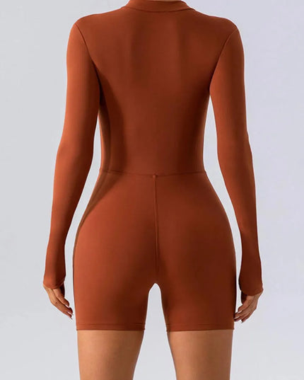 Half Zip Long Sleeve Active Romper - ShopEasier