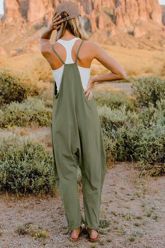 Double Take Full Size V-Neck Sleeveless Jumpsuit with Pockets - ShopEasier