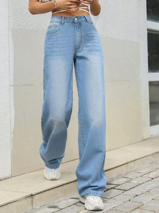 Mid Rise Wide Leg Jeans - ShopEasier