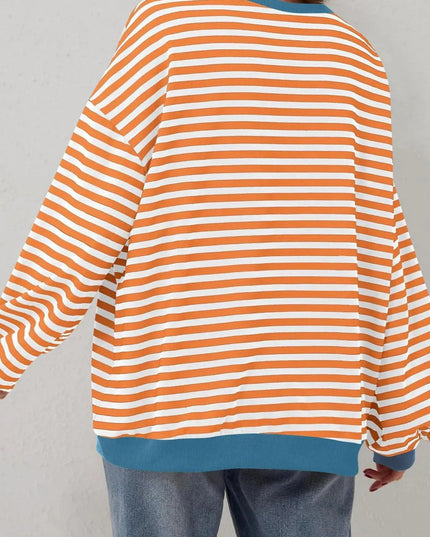 Chic Contrast Striped Long Sleeve Pullover