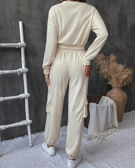 Perfee Casual Tied Long Sleeve Top and Pants Ensemble