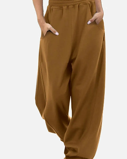 Comfy Pocketed Elastic Waist Lounge Pants