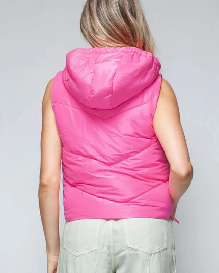 Chic Quilted Hooded Zip Vest