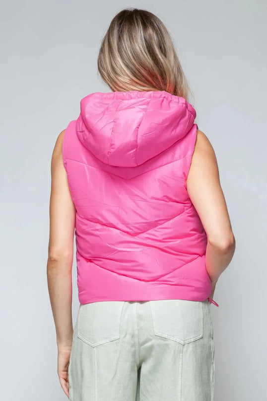 Chic Quilted Hooded Zip Vest