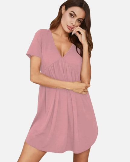 V-Neck Short Sleeve Lounge Dress