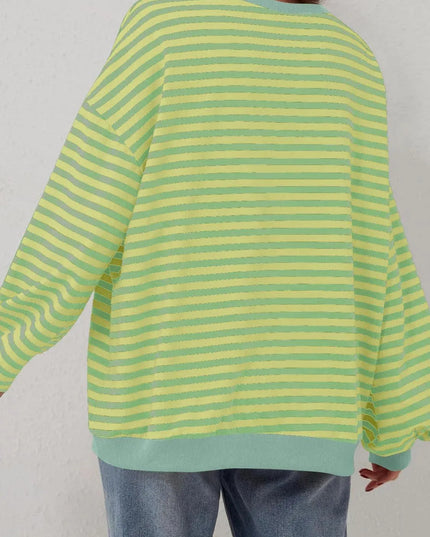 Chic Contrast Striped Long Sleeve Pullover