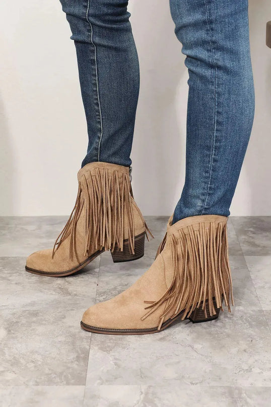 Legend Women's Fringe Cowboy Western Ankle Boots - ShopEasier