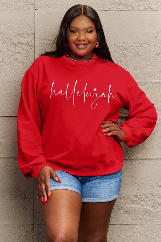 Simply Love Full Size Letter Graphic Long Sleeve Sweatshirt - ShopEasier