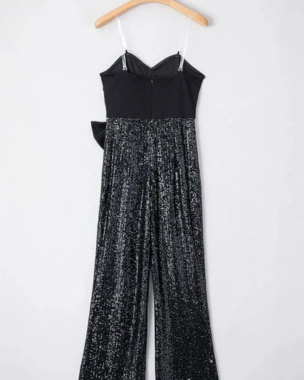 Bow Sequin Wide Leg Jumpsuit - ShopEasier