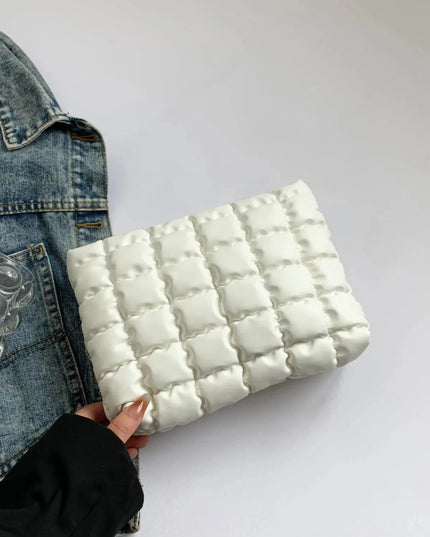 Plaid Quilted Zippered Clutch Bag