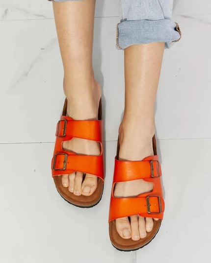 Vibrant Orange Double Banded Slide Sandals for Summer Fun