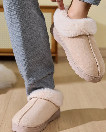 Cozy Faux Fur Platform Slippers with Round Toe