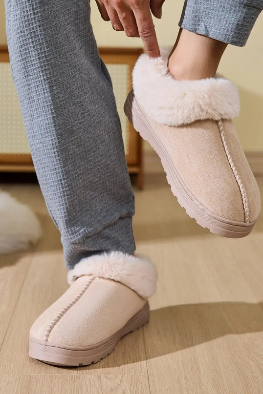 Cozy Faux Fur Platform Slippers with Round Toe