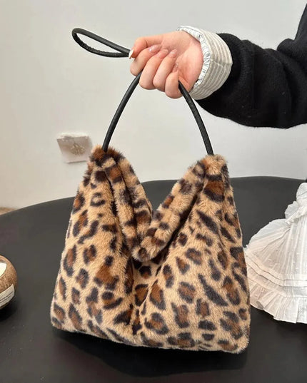 Wild Print Plush Shoulder Bag