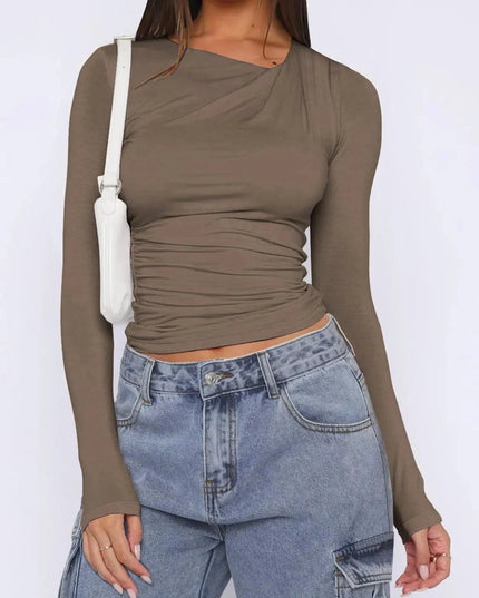 Asymmetrical Ruched Long Sleeve Top