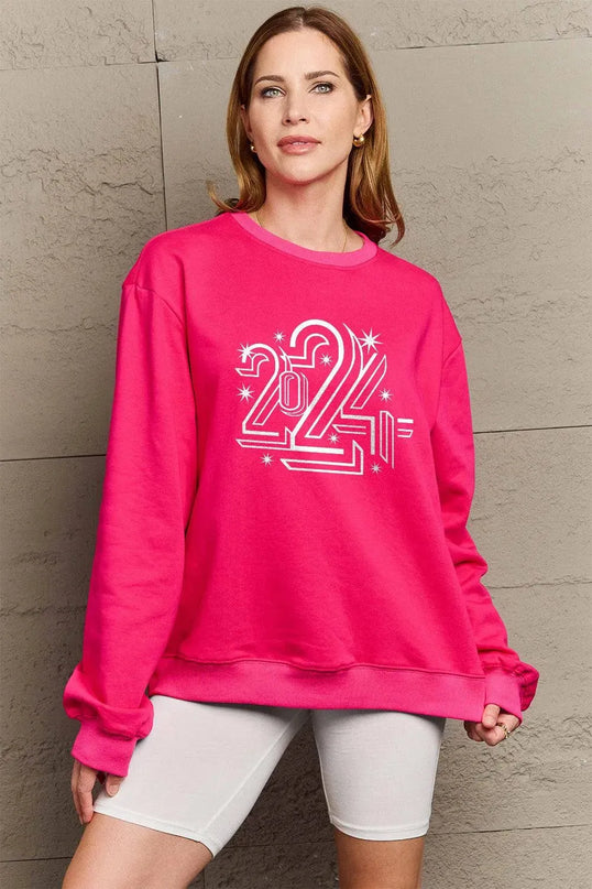 Simply Love Full Size 2024 Round Neck Dropped Shoulder Sweatshirt - ShopEasier