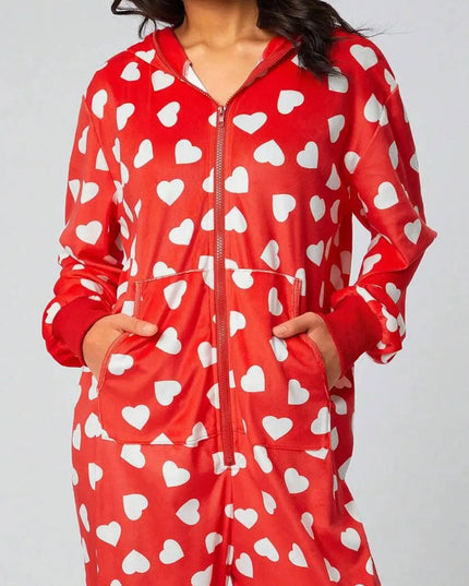 Printed Zip Up Long Sleeve Hooded Jumpsuit - ShopEasier