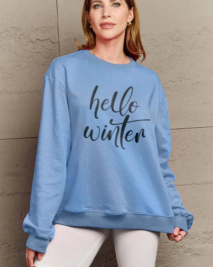 Simply Love Full Size HELLO WINTER Graphic Sweatshirt - ShopEasier