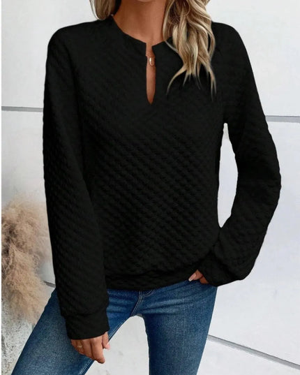 Notched Sleeve Basic Sweatshirt