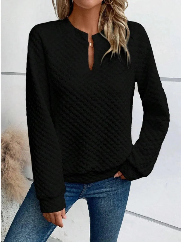 Notched Sleeve Basic Sweatshirt